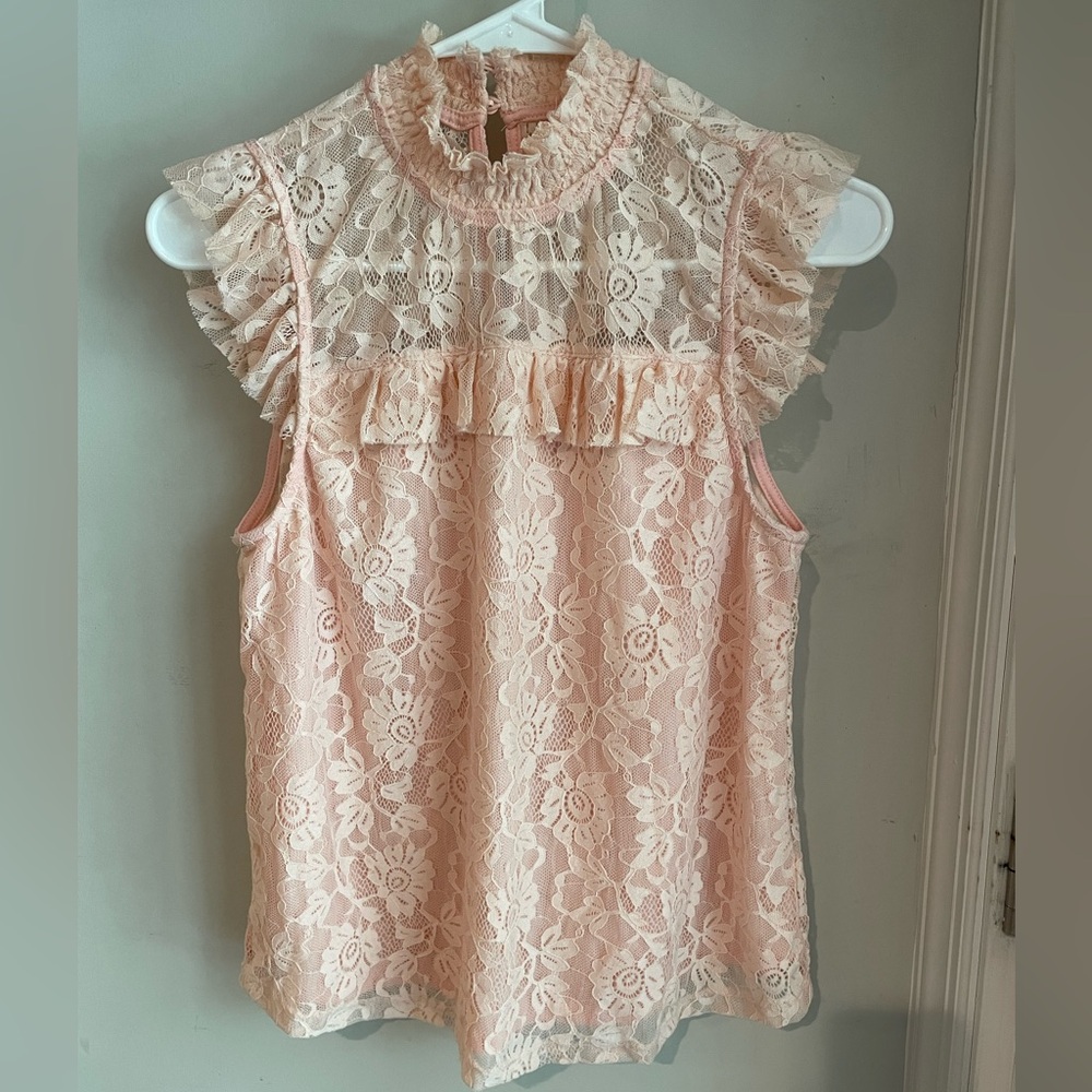 SM Lydelle Lace Shirt- Light Pink